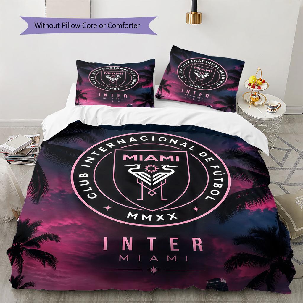 Inter Miami CF Pattern Bedding,Quilt Set Quilt Cover Pillowcase Home Birthday Gift(1 * duvet cover + 2 * pillowcase, without core)