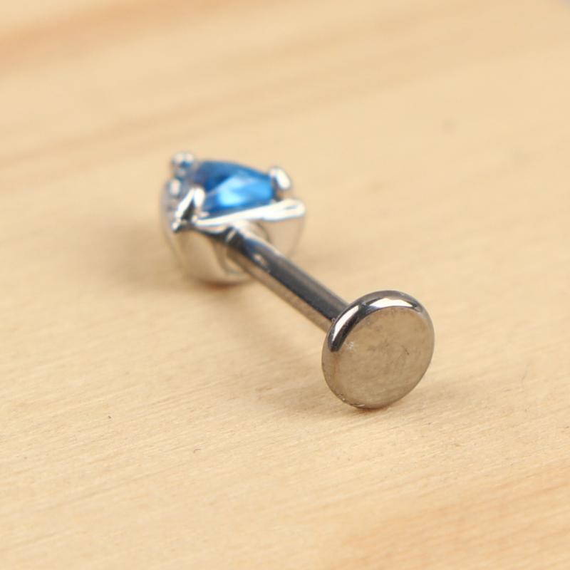 G23 Titanium Inlaid Zircon Cat Ear Shaped Ear Bone Stud Lip Stud Internal Thread Piercing Jewelry