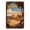 Vintage Hawaii Surfs Up Beach Welcome Metal Tin Sign  Ocean Poster for Cafe Bar Outdoor Decor Home Wall Decoration