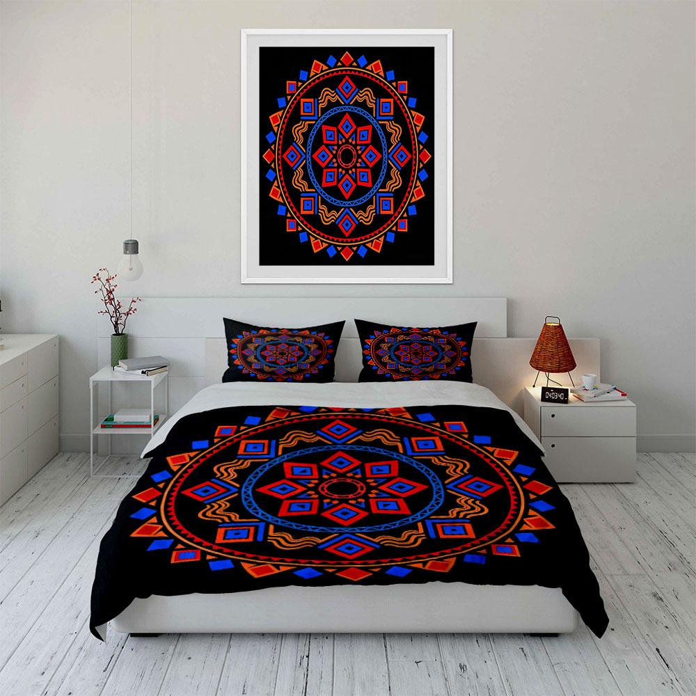 Geometric Mandala Decor Set Soft Comfortable Duvet Cover Bedding Set Included 1*Duvet Cover & 2*Pillowcases, Gift