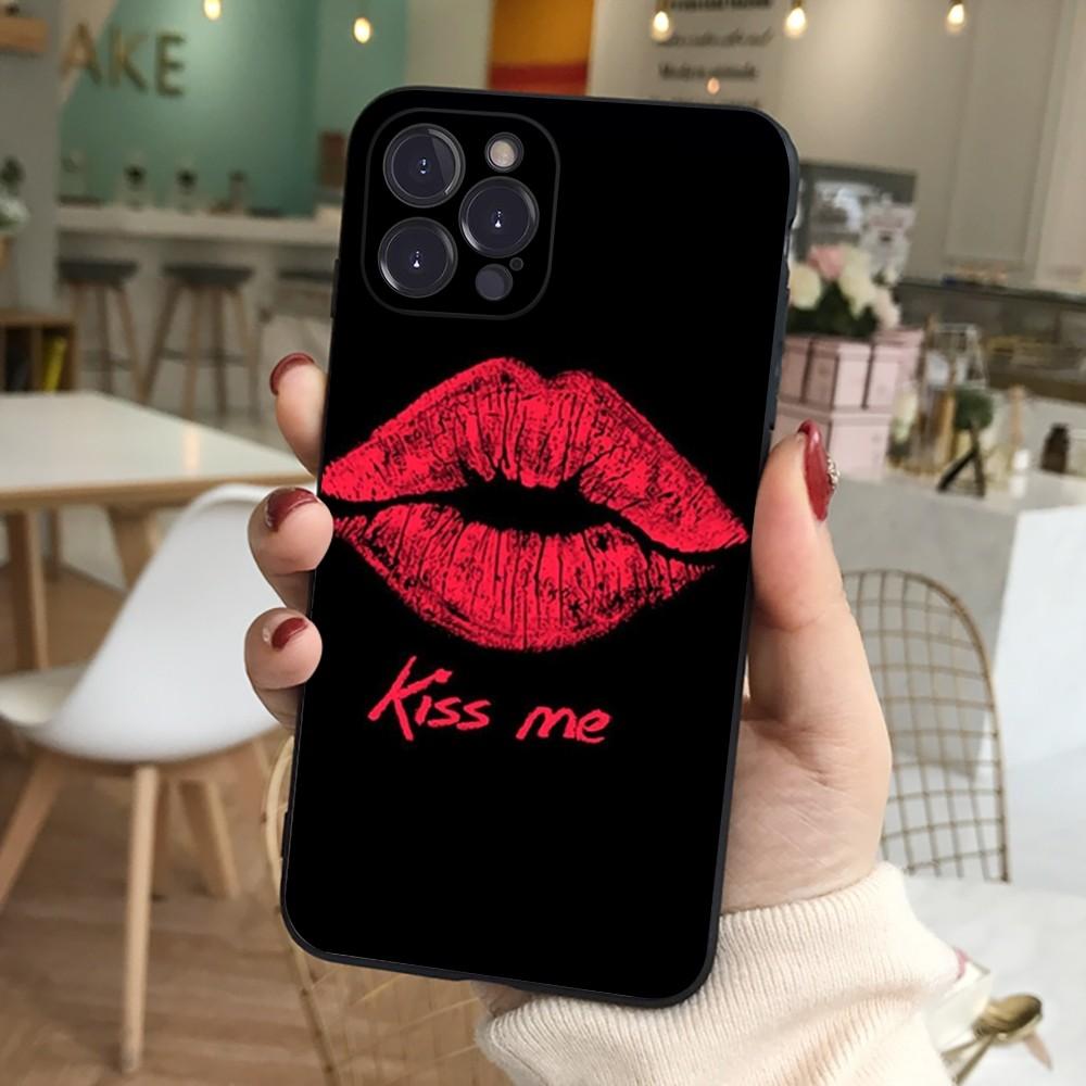 Sexy Girl Red Lips Kiss Phone Case For iPhone 15 14 11 12 13 Mini Pro XS Max Cover 6 7 8 Plus X XR SE 2020 Funda Shell