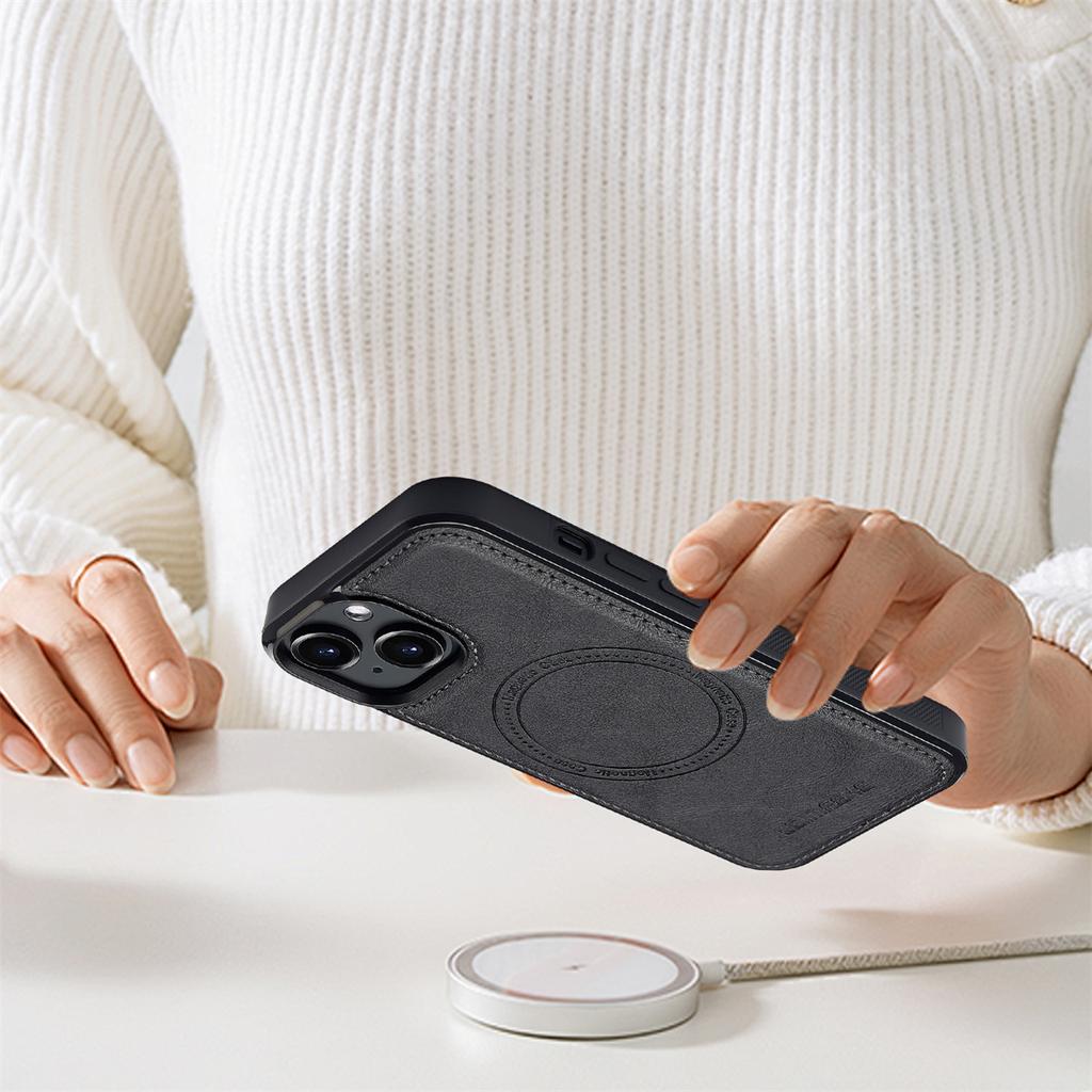 LC.IMEEKE For iPhone 13 mini Magnetic Case Compatible with MagSafe Leather TPU Back Cover