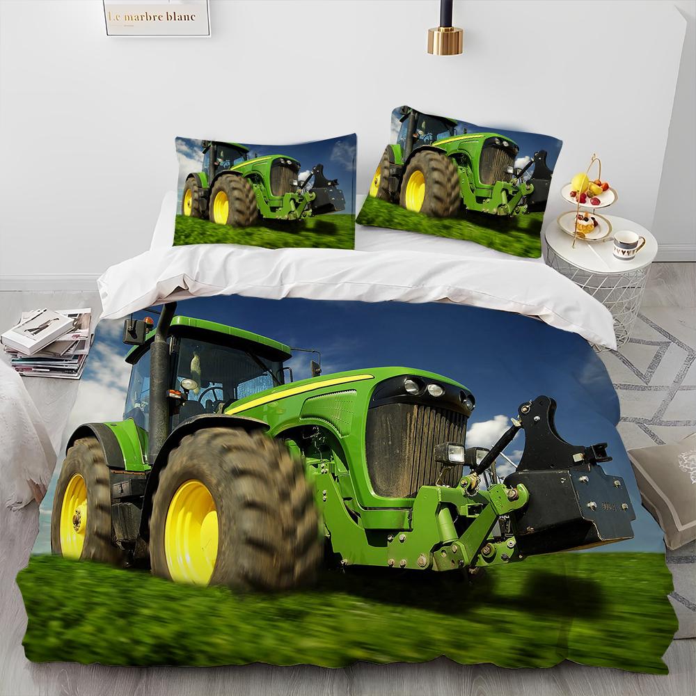 

3D Car Tractor Truck Series Warm Comforter Beding Set,Soft Duvet Cover Bed Linen Set Comfortable Quilt Cover Pilowcase,King Quen Sized Dimensions 120*200cm Single