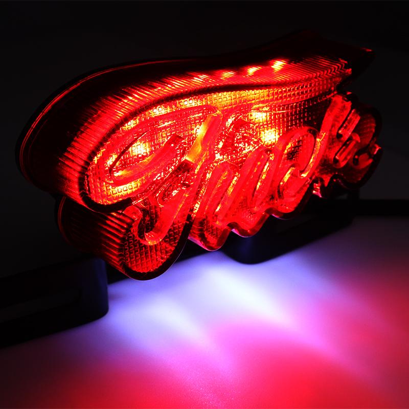 Universal Fun Motorrad Bremslicht Hinten Kennzeichen Rücklicht Retro Rot Rücklicht Rot LED Brems Zeichen