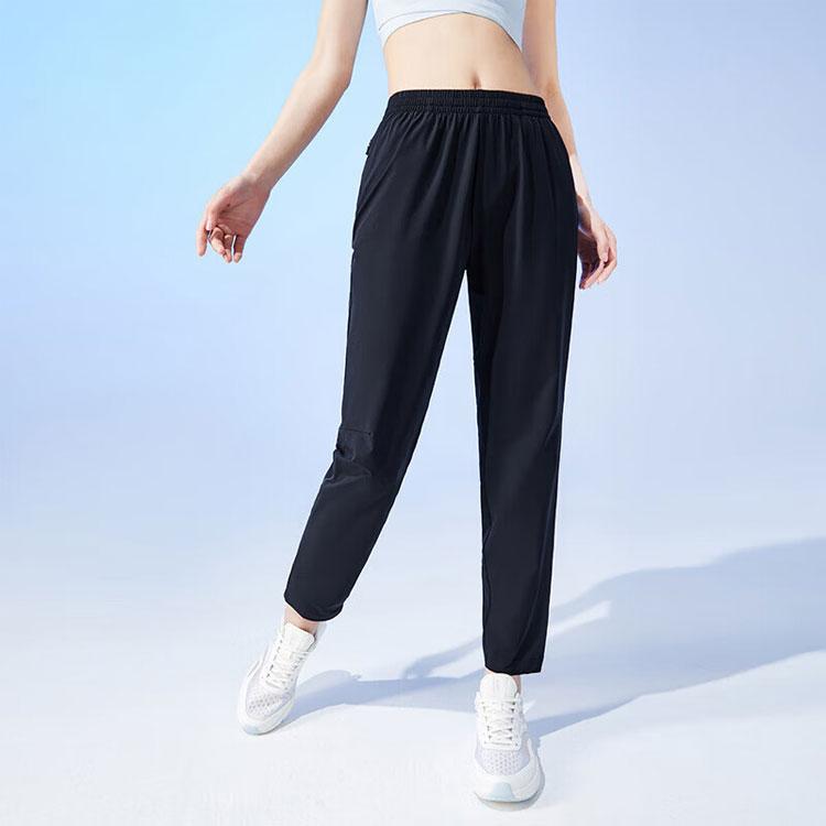 Anta Running Series Woven Quick-Dry Breathable Sports Pants Women Pants Black 962325503-1