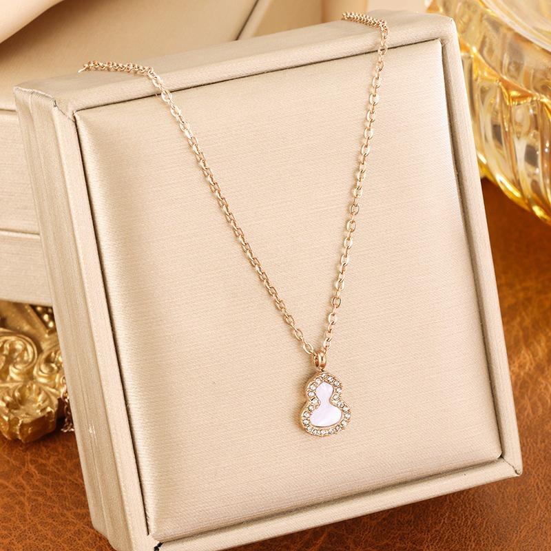 Titanium Steel Gourd Pendant Necklace - Women's Elegant Light Luxury Fashion Clavicle Chain