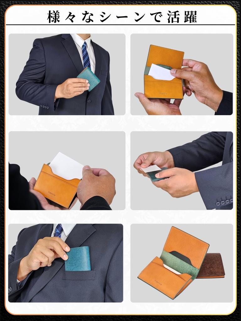 Fabrizio Business Card Holder for Men and Women, Premium Italian Leather, Slim, Stylish, Large Capacity, Genuine Leather (Oliva)