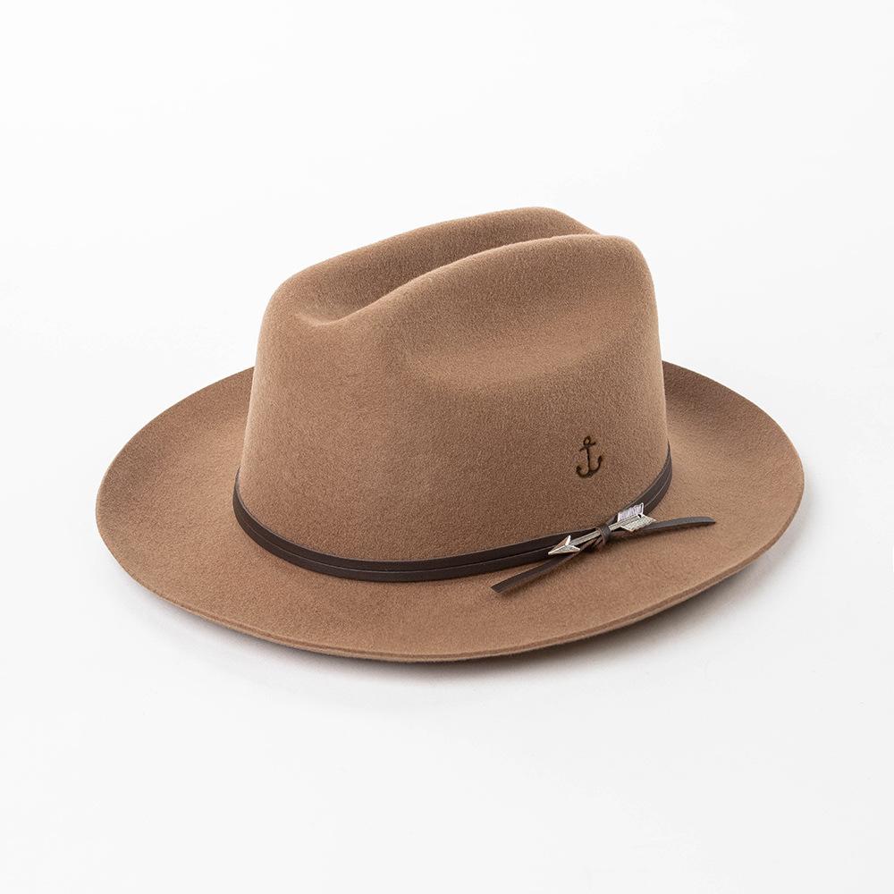 

British 100% Wool Belt-decorated fedora hat retro Wide brim hat men s hat top hat flat soft hat wholesale sombrero hombre 56-58