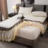 1pc Lace Bed Skirt Solid Color Mattress Cover Quilted Bedspread tagesdecke Ruffles Bed Covers with Elastic Band (No Pillowcase)