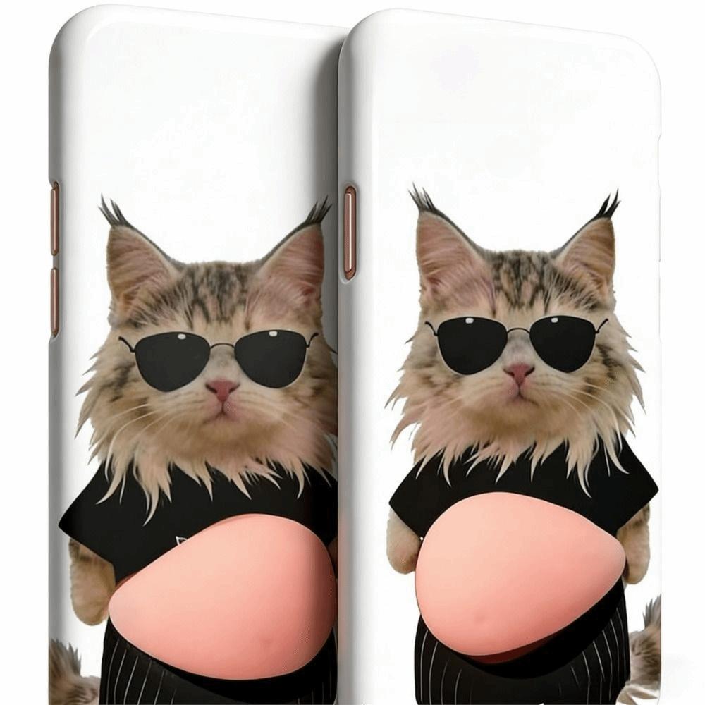 2Pcs Soft Silicone Soft Belly Sticker Cartoon Kitten Animal Decals  Phone Case Decoration