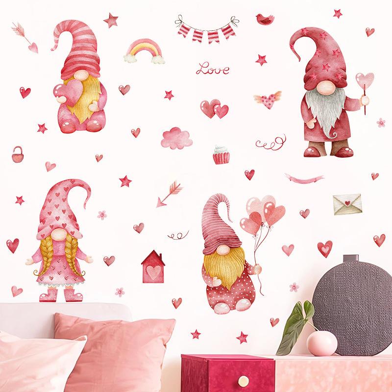 Valentine'S Day Love Window Sticker Cartoon Dwarf Pvc Self-Adhesive Marriage Wedding Wall Sticker Atmosphere Decoration Decals