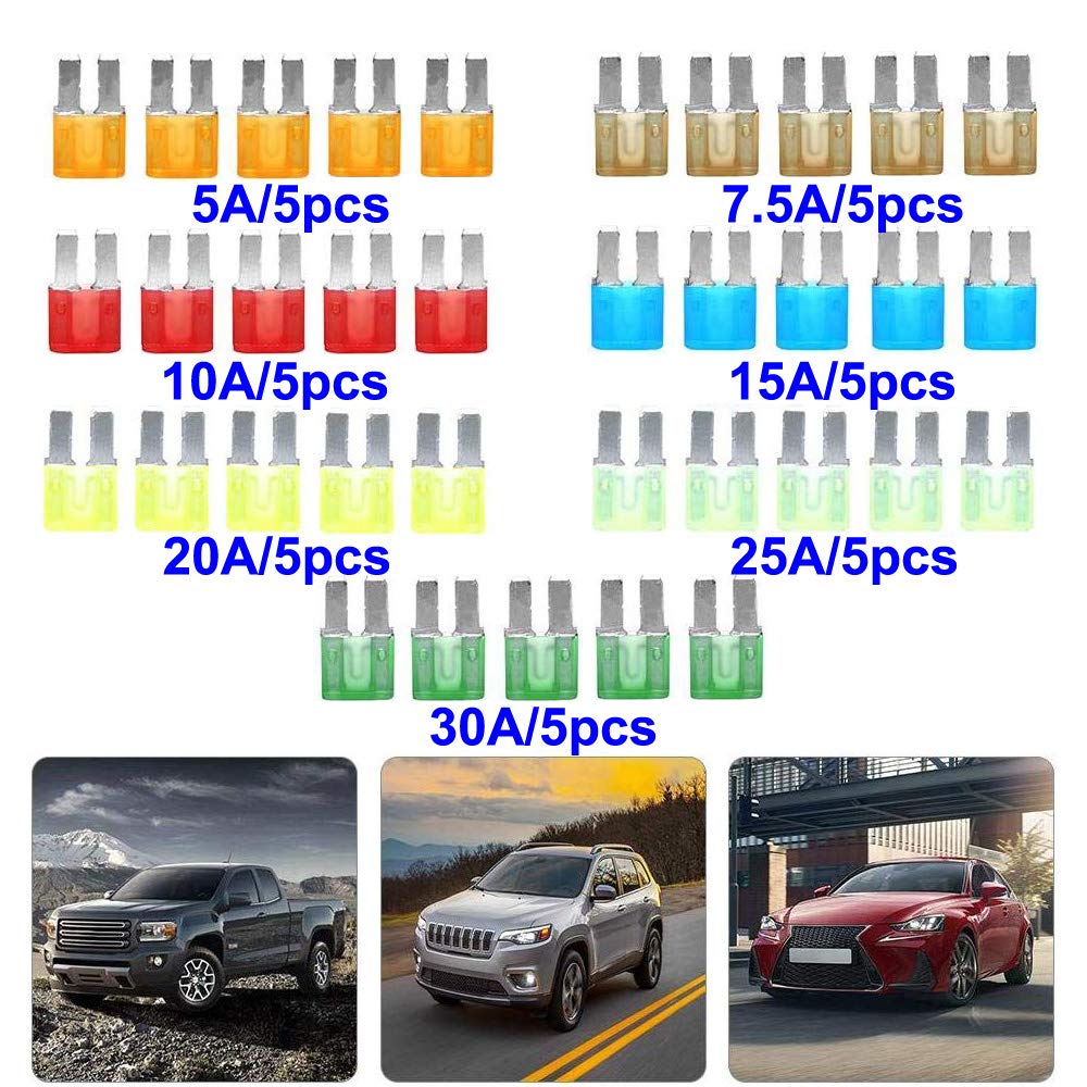 Kiligen 35ks Sada pojistek Micro2 -24V, Pojistky Autolopatky, Pojistky pro Elektroinstalaci, Extra