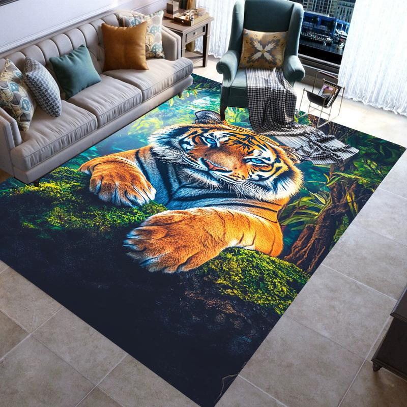 Large Area Rugs Non Slip Animal Tiger Pattern Carpet Living Room Sofa Kitchen Entrance Doormat Hallway Balcony Floor Mat