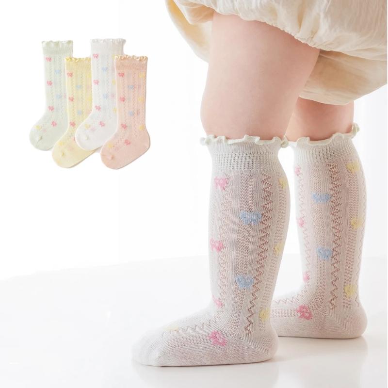 Summer Thin Baby Socks For Girls Cute Lightweight Breathable Mesh Mid-calf Sock 0-5Years Girls Ruffle Bow Princess Kids Socks