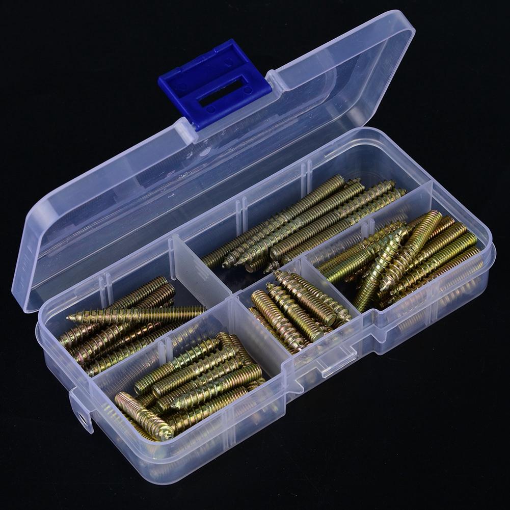 80pcs M5 Dowel Screw Woodworking Furniture Connector Double Ended Screw Hanger Bolt