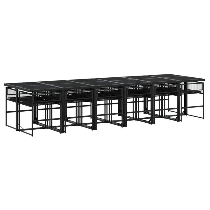 VidaXL 13 Pcs Garden Dining Set Cushions Black Wicker, Outdoor Dining Set, Dining Furniture of 3295027