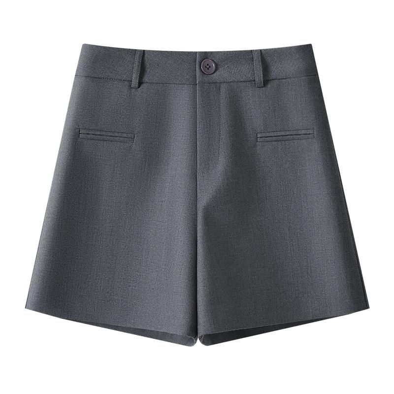 

Женские шорты А-силуэта с высокой талией, черные, 2025 - Весенне-летние, стройнящие, свободные, в повседневном стиле с широкими штанинами 3XL серый