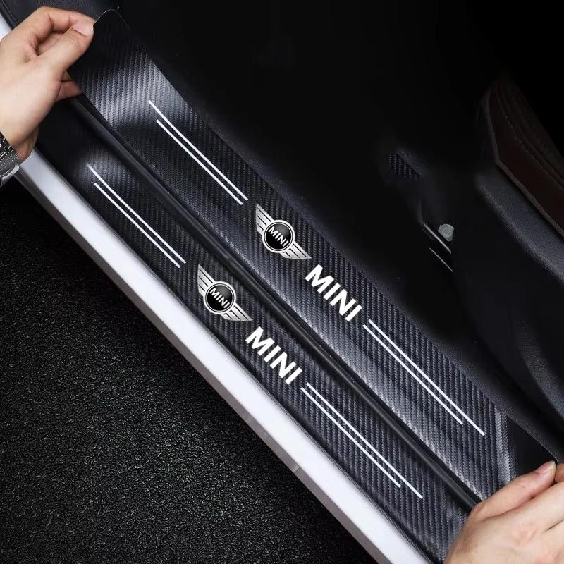 1/4/5Pcs Car Door Sill Scuff Plate Decor Carbon Fiber Stickers For MINI Cooper JCW WORKS R55 R56 F55 F56 R57 R58 R59 R60 R50 R61 mjewr55