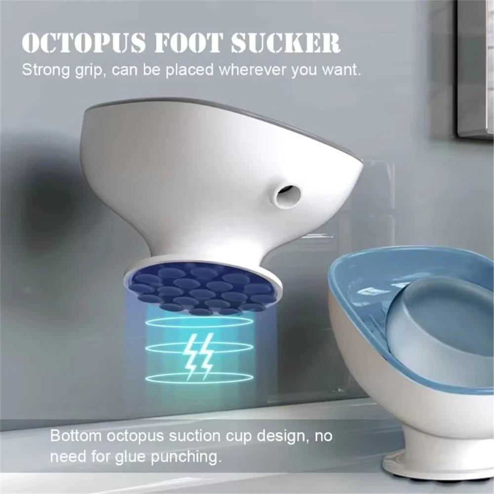 1Pc Self Draining Soap Container Bathroom Soap Dishes Soap Holder Box with Super Suction Travel Portable Bathroom Accessories