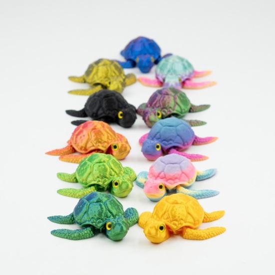 3D Printed Turtle Figurine Movable Joints Turtle Figure Articulated Sea