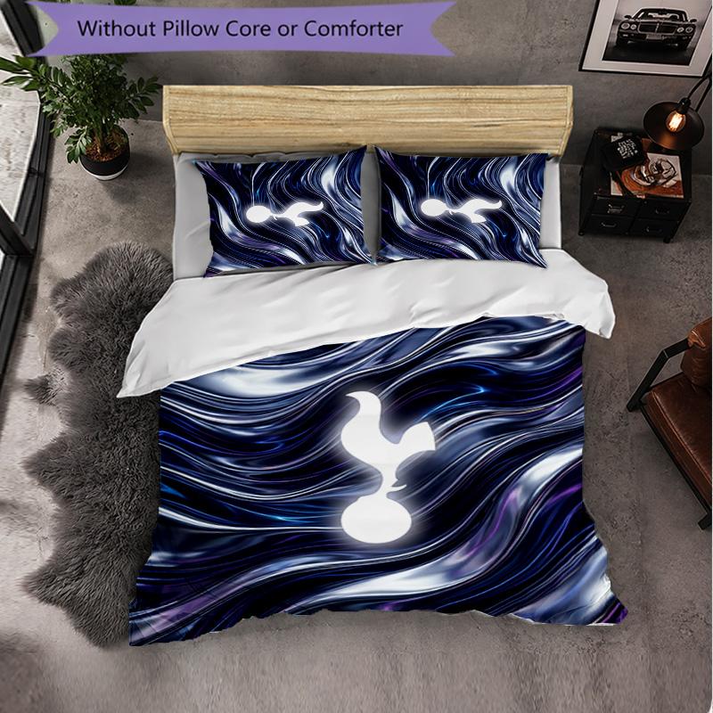 Tottenham Hotspur Pattern 3 Pieces Bedding Set Soft Microfiber Duvet Cover with Pillow Cases for Bedroom