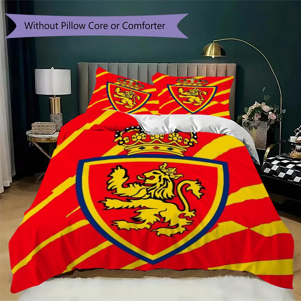 Real Zaragoza Pattern Bedding uilt Set uilt Cover Pillowcase Home Decoration Birthday Gift (1 * duvet cover + 2 * pillowcase without core)