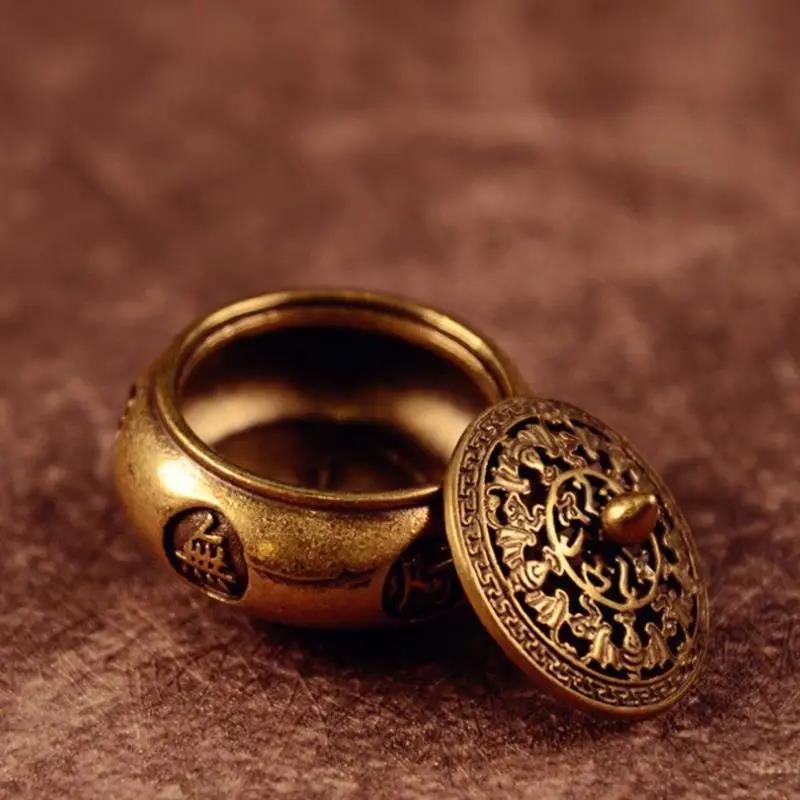 

Модная винтажная медная курильница с двенадцатью знаками зодиака, латунный держатель с крышкой, сандаловое благовоние, буддизм, домашний декор as picture