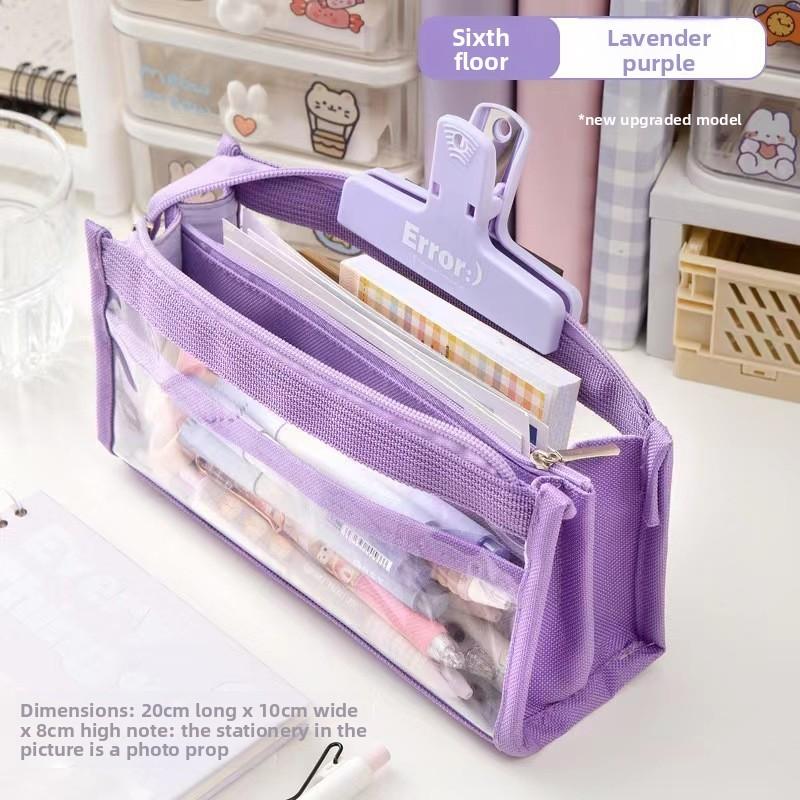 Canvas Six Layer Large Capacity Pen Bag For Students With Dividers And Storage For School Supplies
