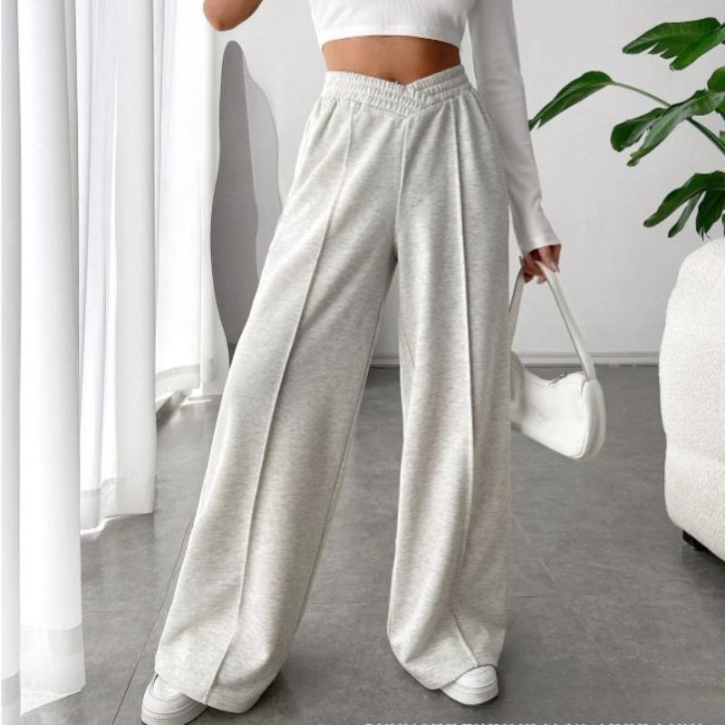 Women's Loose Casual Trousers, Comfortable Home Pants, Solid Color Casual Wide-leg Sports Pants 822
