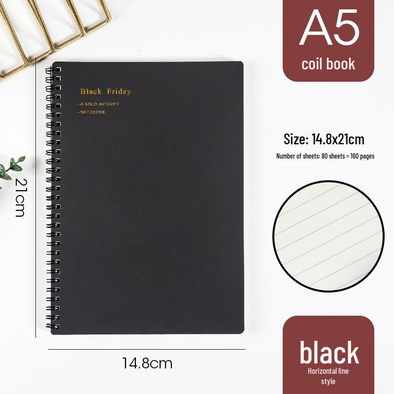 Morandi Coil Notebook with Frosted PP Cover and Horizontal Line Grid for Students
