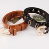 Fashionable Belts Gold Color Buckle Large Rivet Belt Hole Belt Trendy Jeans Belt Woman's Apparel Accessories