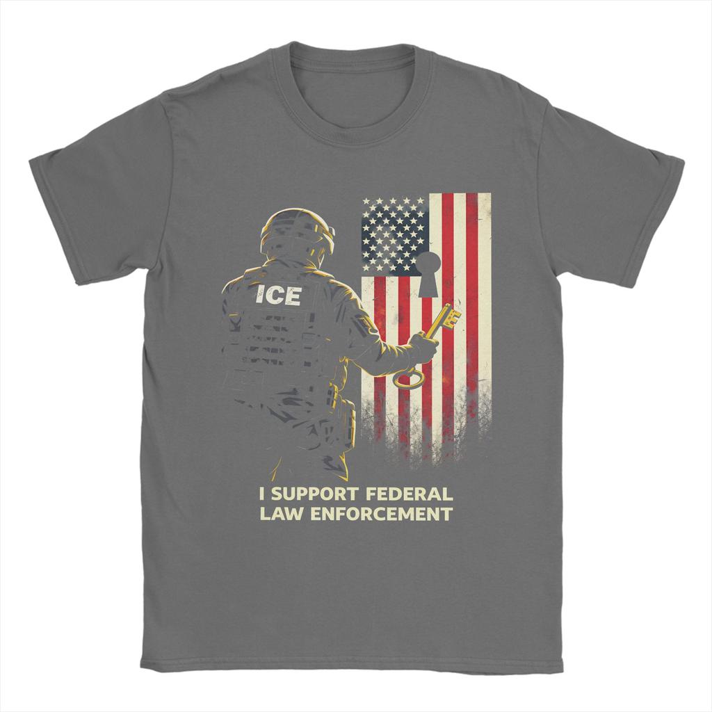 Summer ICE Agent I Federal Law Enforcement Popular T Shirts  Cotton Tee Shirt for Men Aesthetic Design Short Sleeve Tops