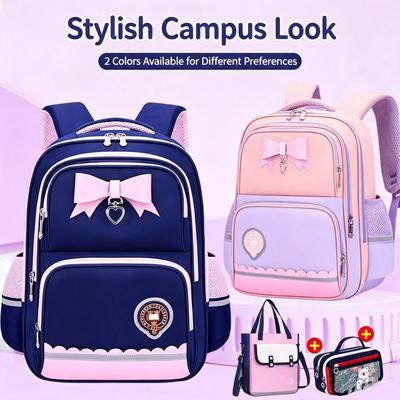 3pcs Set Breathable Waterproof Children Schoolbag Primary School Students Burden Reduce Spine Protect Book Bag 1-3-6 Grades Lightweight Youth Backpack