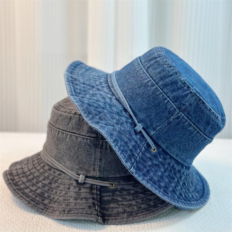 Retro- und altmodischer gewaschener Denim-Bucket-Hut für Damen im Frühling und Sommer, lässiger Basin-Hut, Sonnenschutzhut für Bergsteiger