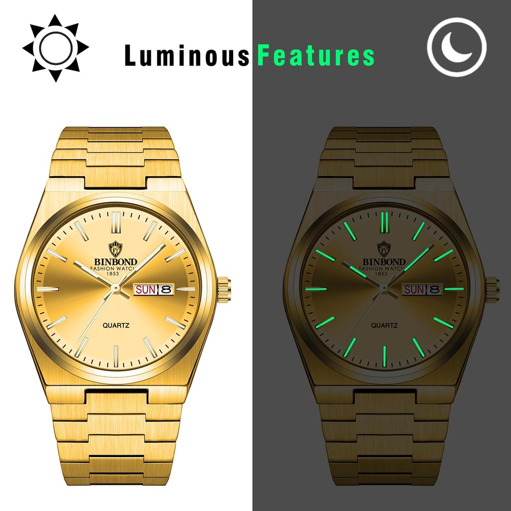Analog Watch with Stainless Steel 3ATM Water Quartz and Colors Perfect for or As a Gift for Him Men's Case, Resistance, Calendar, Movement,