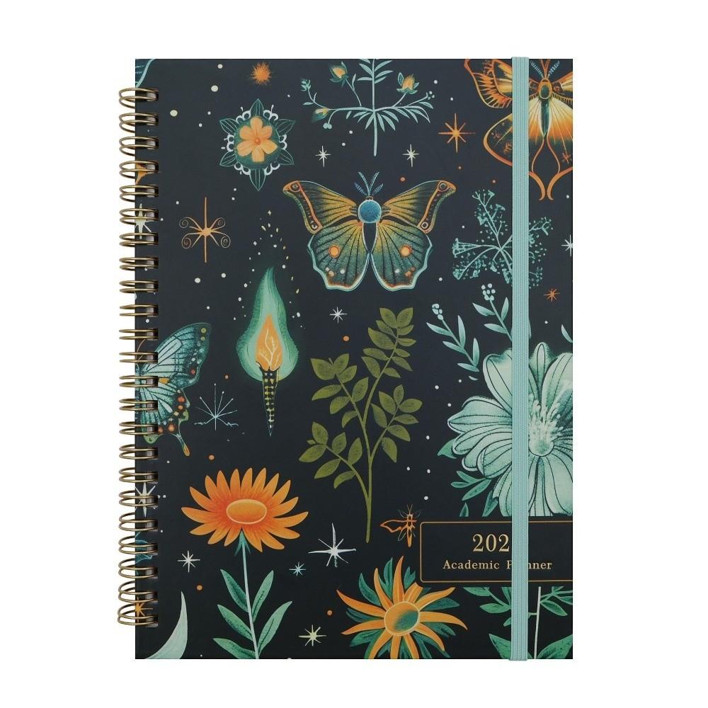 Paper Made 1117 Weekly Planner Solid Color Twin Wire Binding Floral Spiral Notebook Flexible Cover Tab Divided A1 Agenda Book