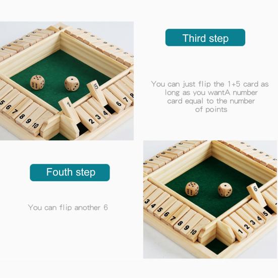 Shut The Box Board Game with Dice 4-Way Educational Math Number Strategy Game