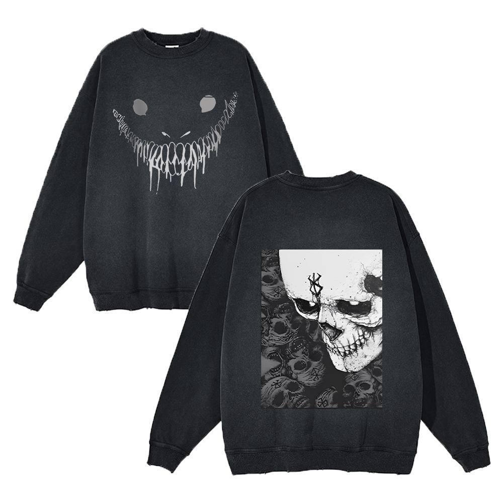 Berserk Potlač loga s kapucňou Bavlna Vintage Anime Streetwear Muži Ženy Bežné mikiny s kapucňou Nadrozmerný Pulóver Harajuku Pánska mikina