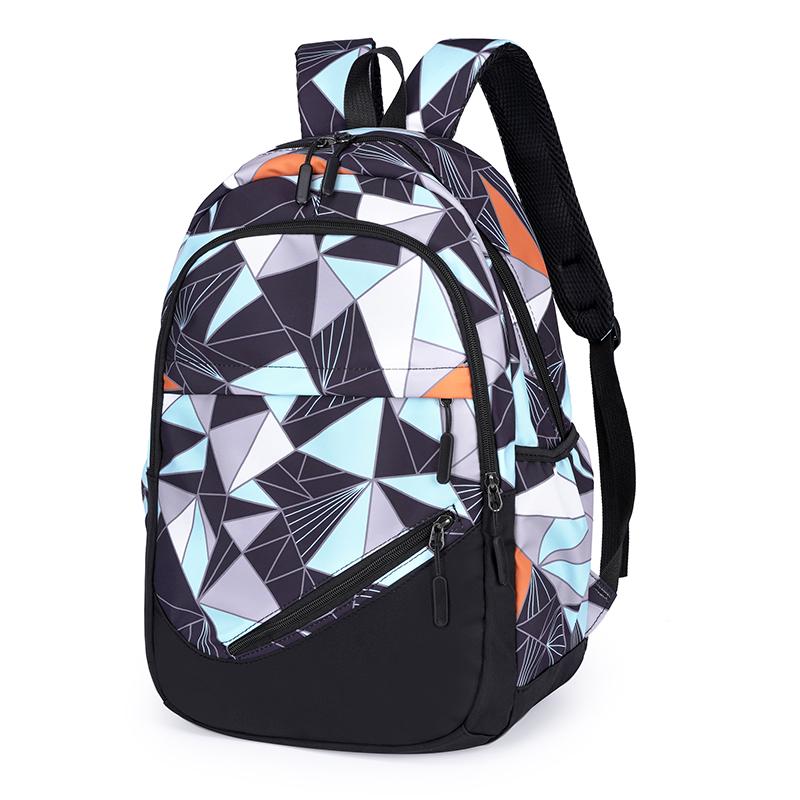 Middle School Schoolbag Geometric Printed Large Capacity Girls Boys Backpack