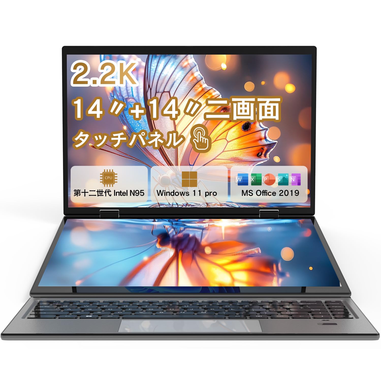 

VETESA N95 Laptop with IPS Touch 12th 16GB 512GB MS Office 5G and Keyboard 14-inch Dual-Display 2.2K LCD, Panel, Generation, RAM, RAM, 2019, Win11,
