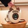BEIBAOBAO New Cute Cartoon Cat Girl Single Shoulder Bag Light Luxury High Texture PU Small Round Bag Outdoor Women's Crossbody Bag Portable Phone Bags