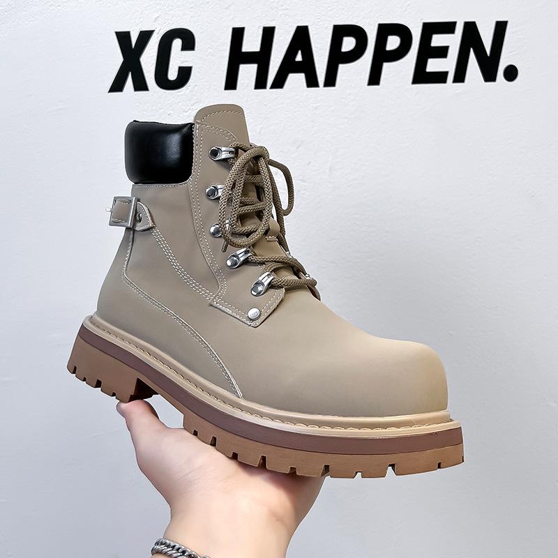 

Darth Vader men s shoes popular tooling Martin boots 2025 autumn and winter models heightening British style big head leather shoes 66590-A 44 бежевий