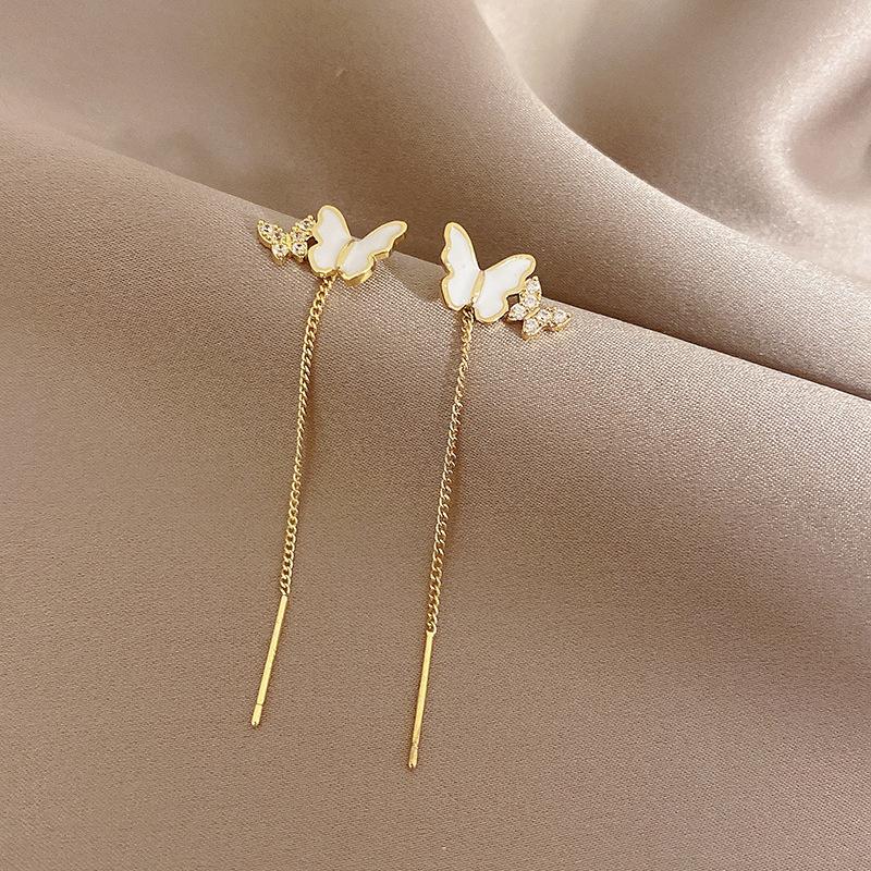 Accessories for Women Long Tassel Threader Earrings for Women Wave Shaped Simple Long Chain Earring Wedding Party Zircon Gift