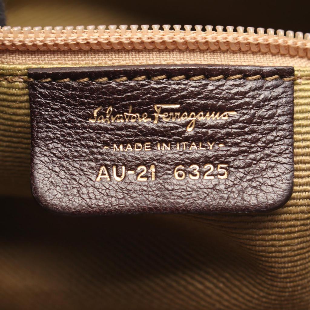 Used Salvatore Ferragamo Gancini Shoulder Bag 21 6325 Canvas Leather Beige Brown Used Women