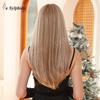 Women's Cross-Border Wigs: Long Straight Hair with Bangs, High-Temp Synthetic, Full Coverage, Available in Black, Red-Brown, Orange, and Pink.