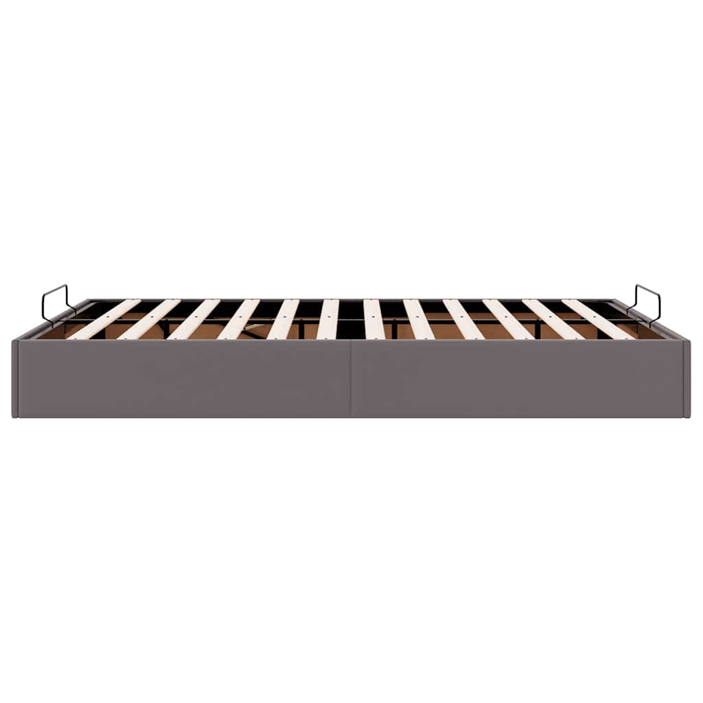Ottoman Bed without Mattress Gray 140 x 190 cm Faux Leather
