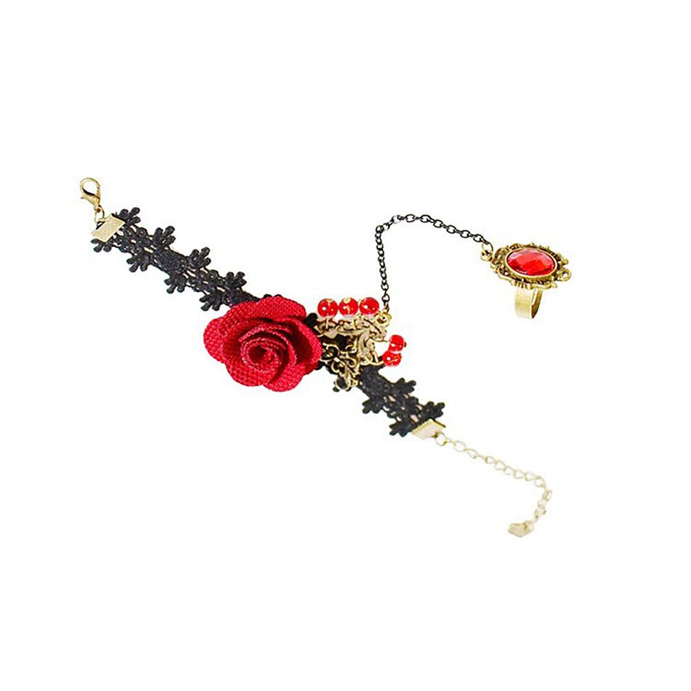 Lady Fashion Rose Flower Lace Bracelets Adjustable Wristband Ornament Gift