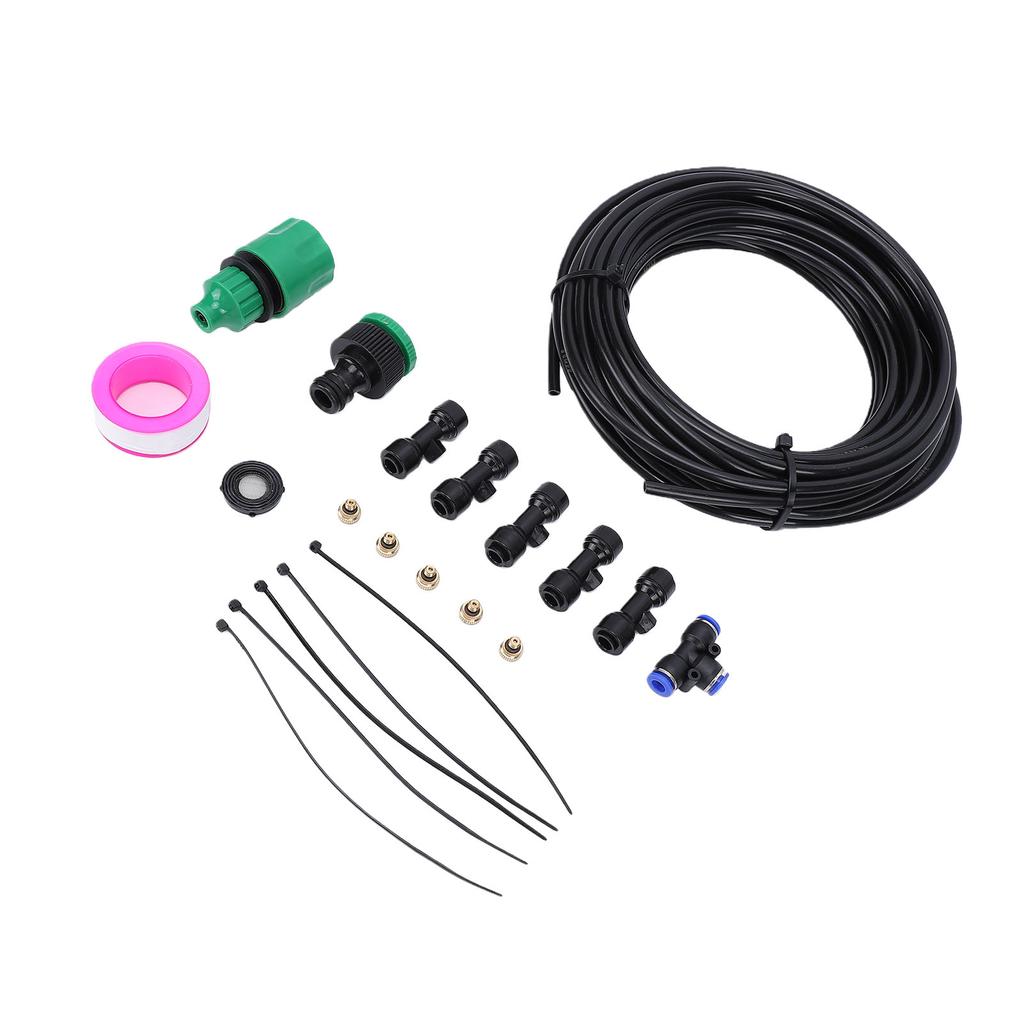 Outdoor Fan Misting Kit Leakproof Misting Cooling System Quick Connect with 5 Nozzles for Patio Backyard Garden