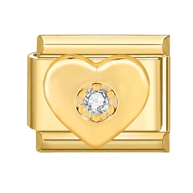 Gold Color Zircon Butterfly Heart Corn Cherry Bow Knot Italian Charm Links Fit 9mm Stainless Steel Bracelet Women DIY Making