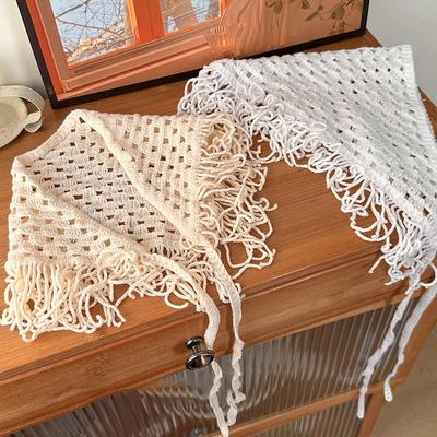 Korean Knitted Wool Triangle Scarf: Retro Pastoral Headscarf & Unique Hair Accessory